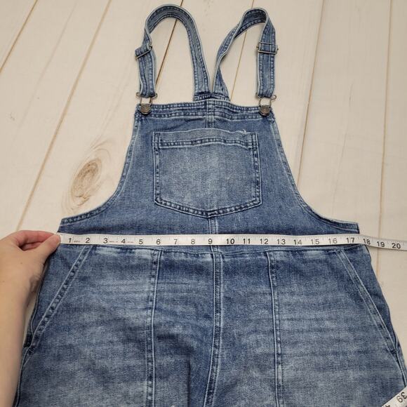 Aerie shortalls denim embroidered floral overall shorts boho - Picture 4 of 7